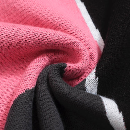 Retro Knitted Shirt for Men – Vintage Pink Button-Up Polo with Bird and Sunset Graphic