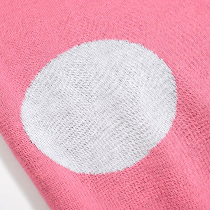 Retro Knitted Shirt for Men – Vintage Pink Button-Up Polo with Bird and Sunset Graphic