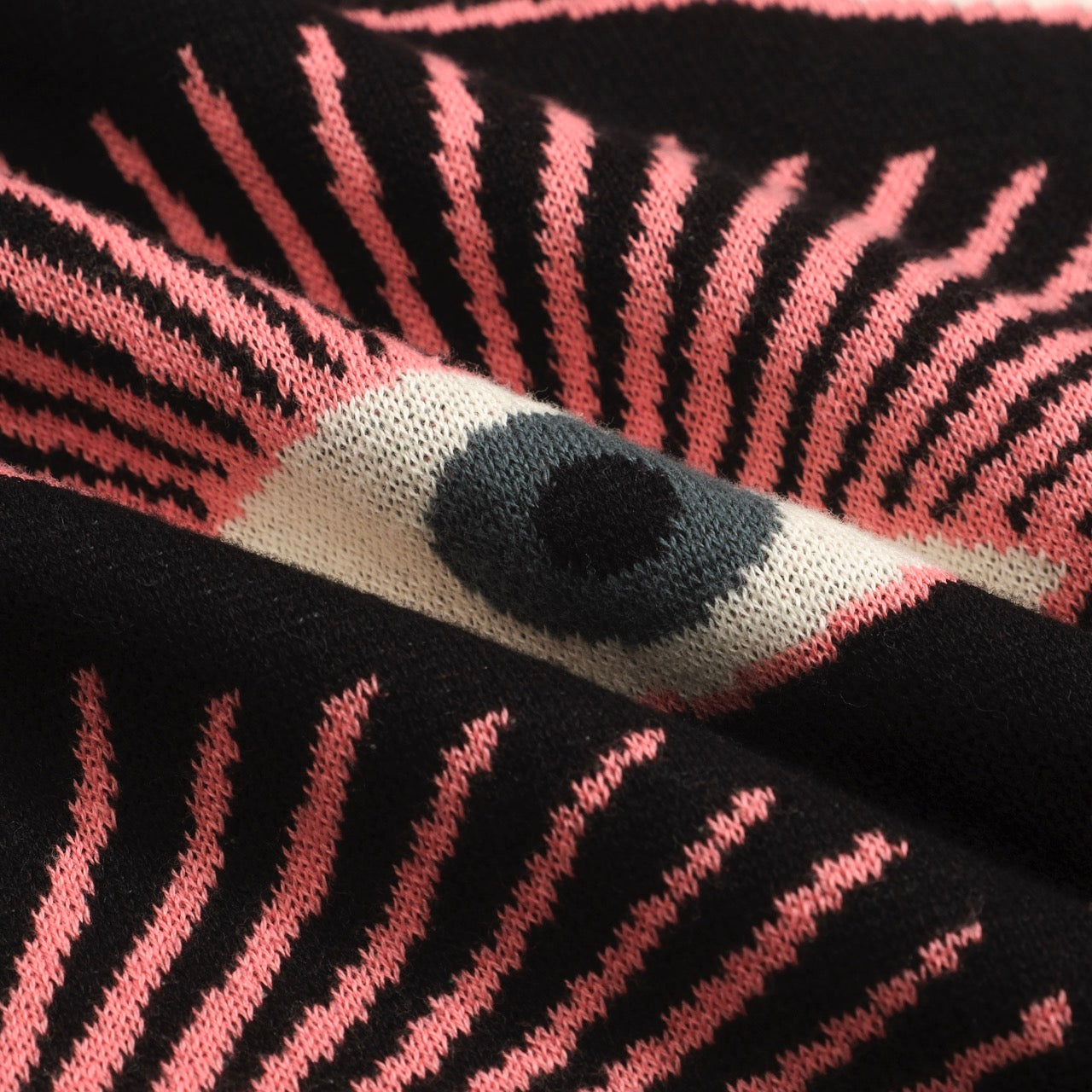 Psychedelic Knitted Shirt for Men – Black Button-Up Shirt with All-Seeing Graphic Print - Designed by Carrie Cantwell