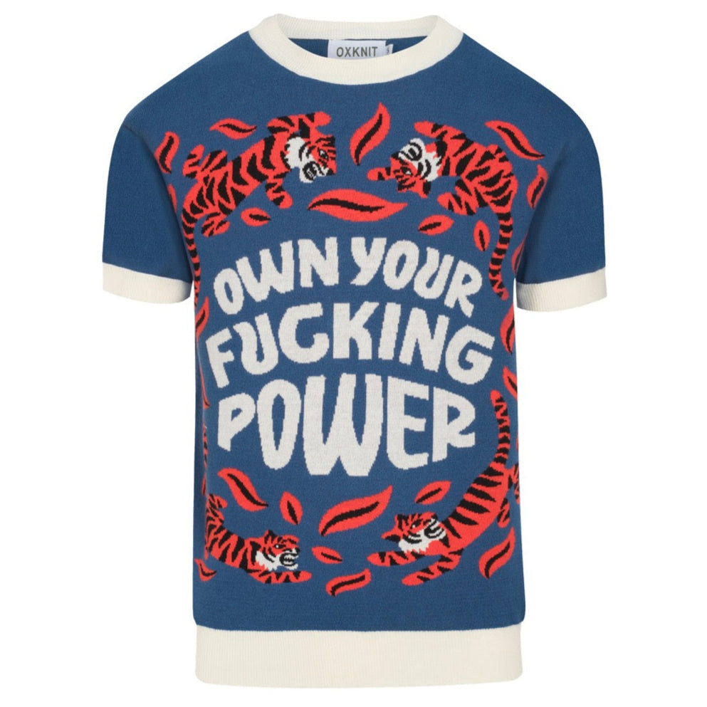 Men's Blue Jacquard Knitted T-shirt - Designed by Jessica Molina