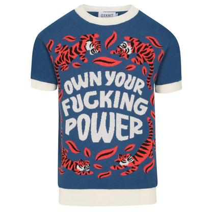 Men's Blue Jacquard Knitted T-shirt - Designed by Jessica Molina