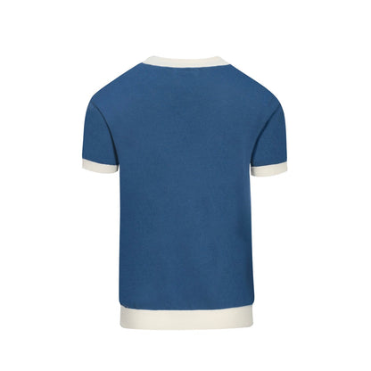 Men's Blue Jacquard Knitted T-shirt - Designed by Jessica Molina