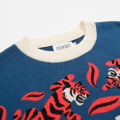 Men's Blue Jacquard Knitted T-shirt - Designed by Jessica Molina