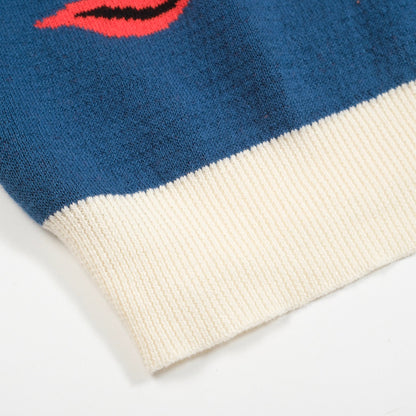 Men's Blue Jacquard Knitted T-shirt - Designed by Jessica Molina