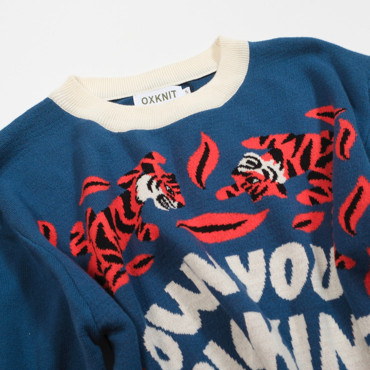 Men's Blue Jacquard Knitted T-shirt - Designed by Jessica Molina