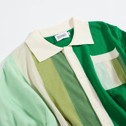 Vintage knitted cardigan for men, green