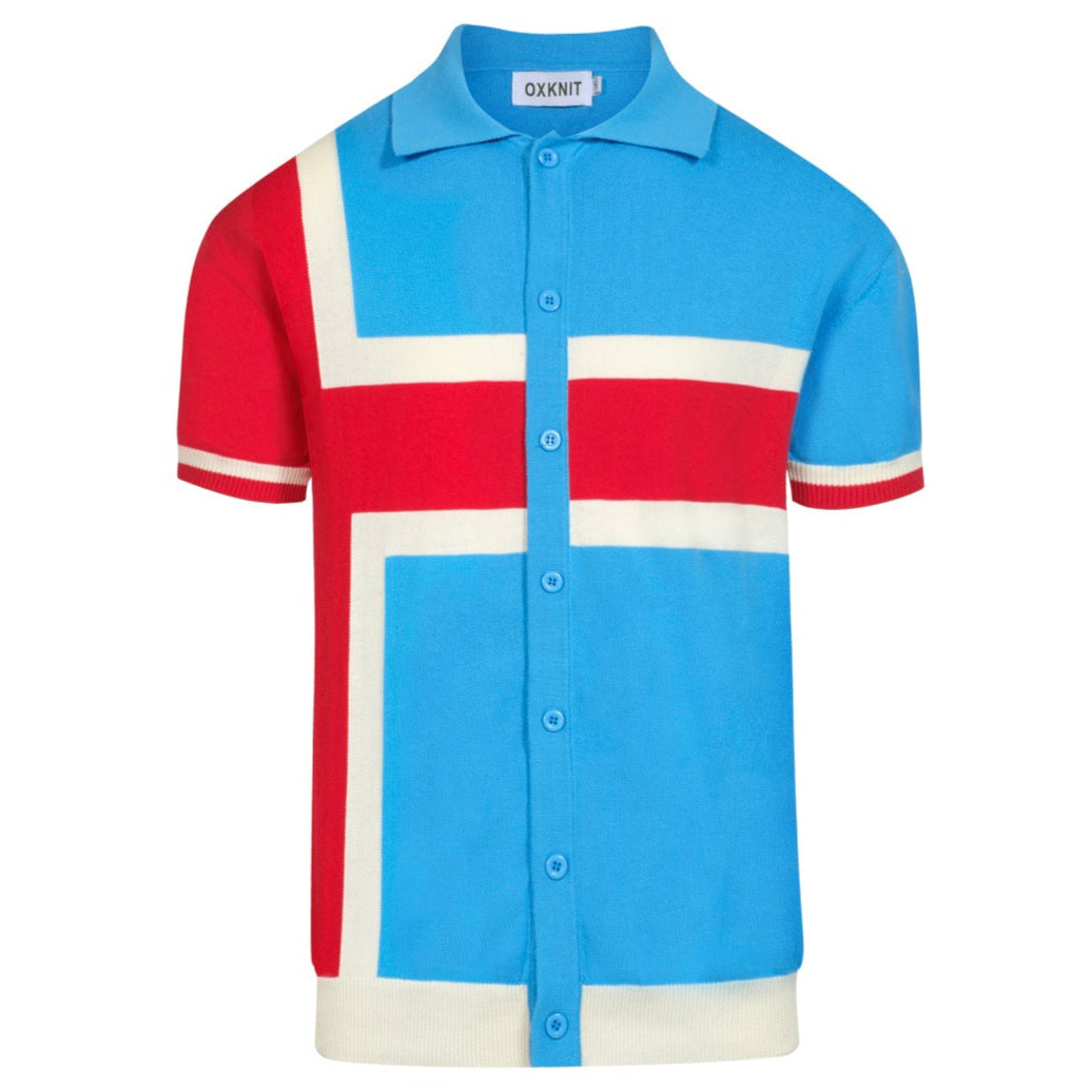 Vintage Blue Knitted Cardigan for Men