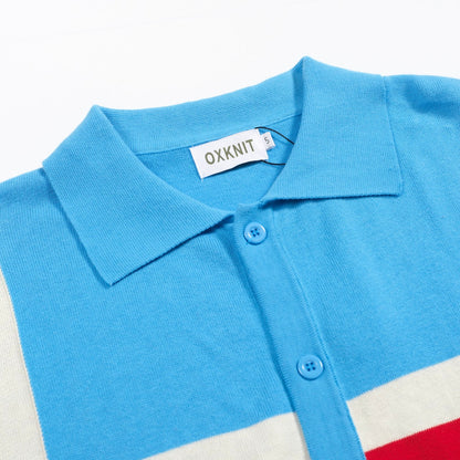 Vintage Blue Knitted Cardigan for Men