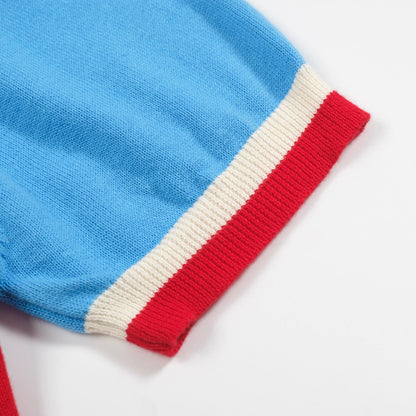 Vintage Blue Knitted Cardigan for Men