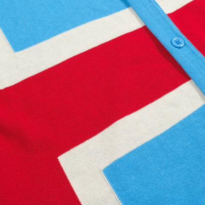 Vintage Blue Knitted Cardigan for Men