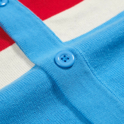 Vintage Blue Knitted Cardigan for Men