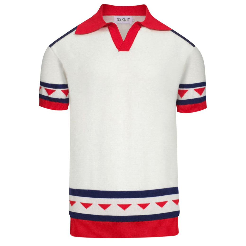 Vintage knitted V-neck polo for men