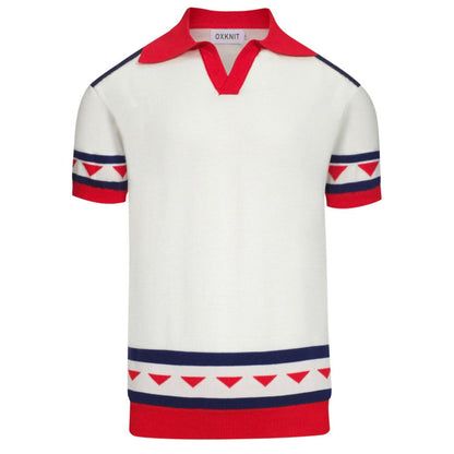 Vintage knitted V-neck polo for men