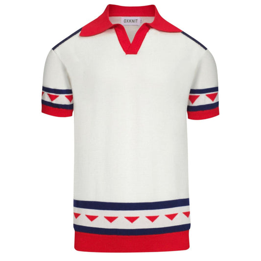 Vintage knitted V-neck polo for men