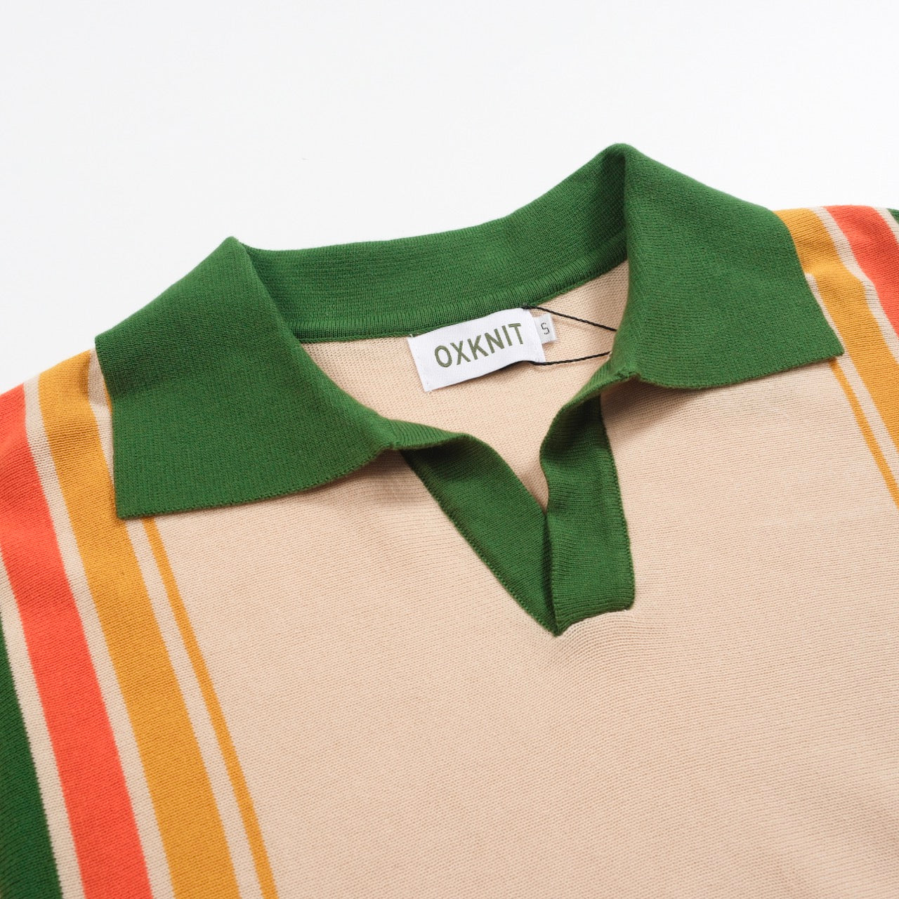 Vintage striped green knitted polo for men