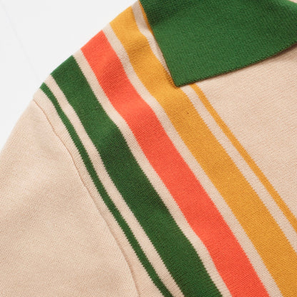 Vintage striped green knitted polo for men