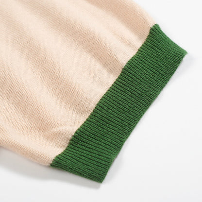 Vintage striped green knitted polo for men