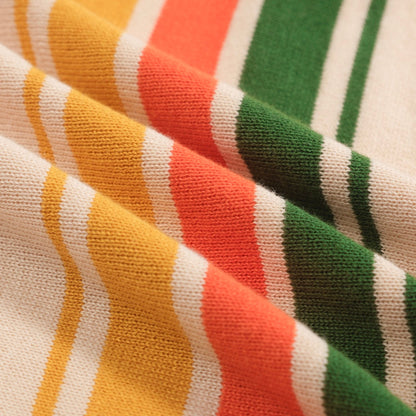 Vintage striped green knitted polo for men