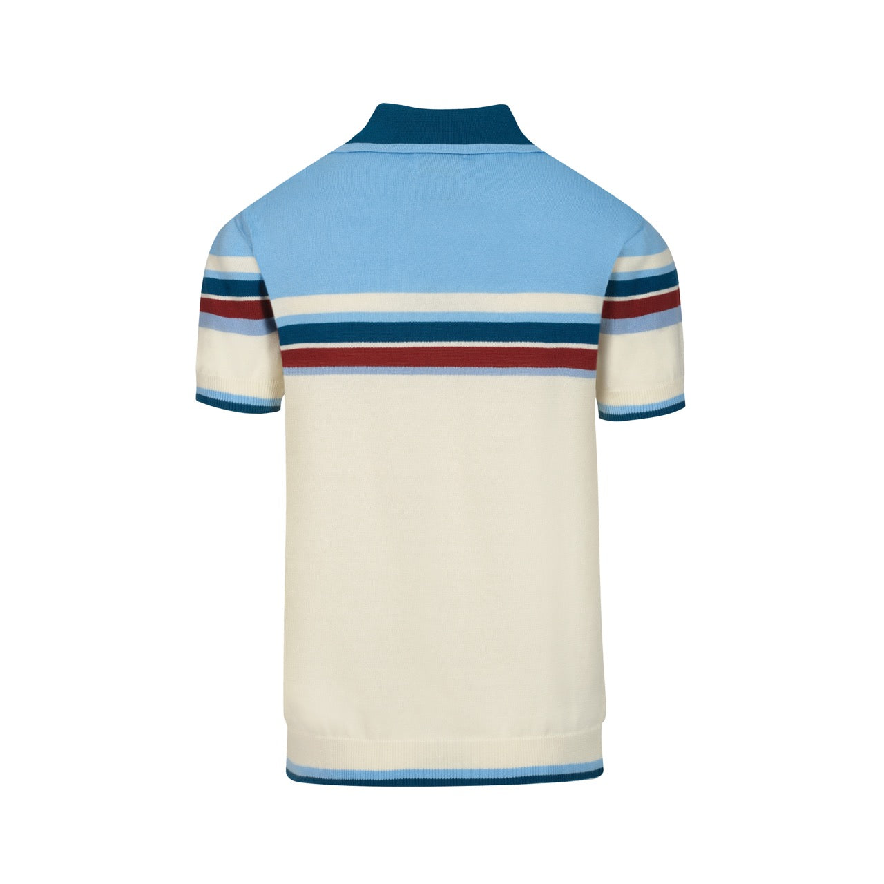 Men's Blue Striped V-Neck Retro Polo