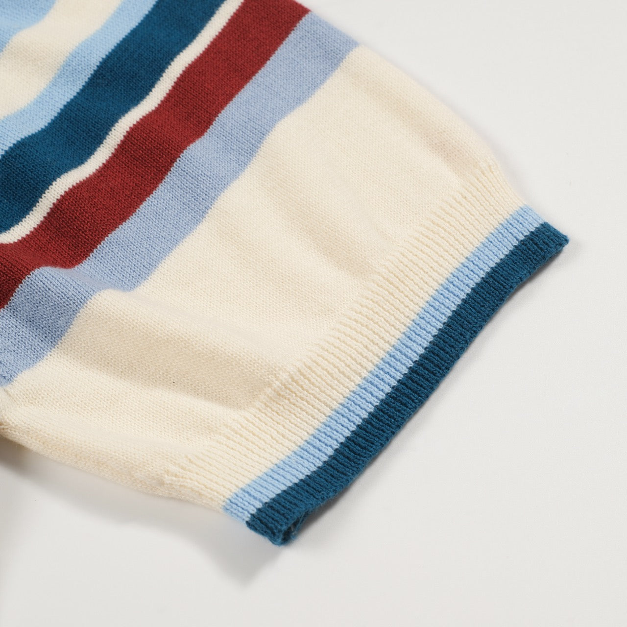 Men's Blue Striped V-Neck Retro Polo