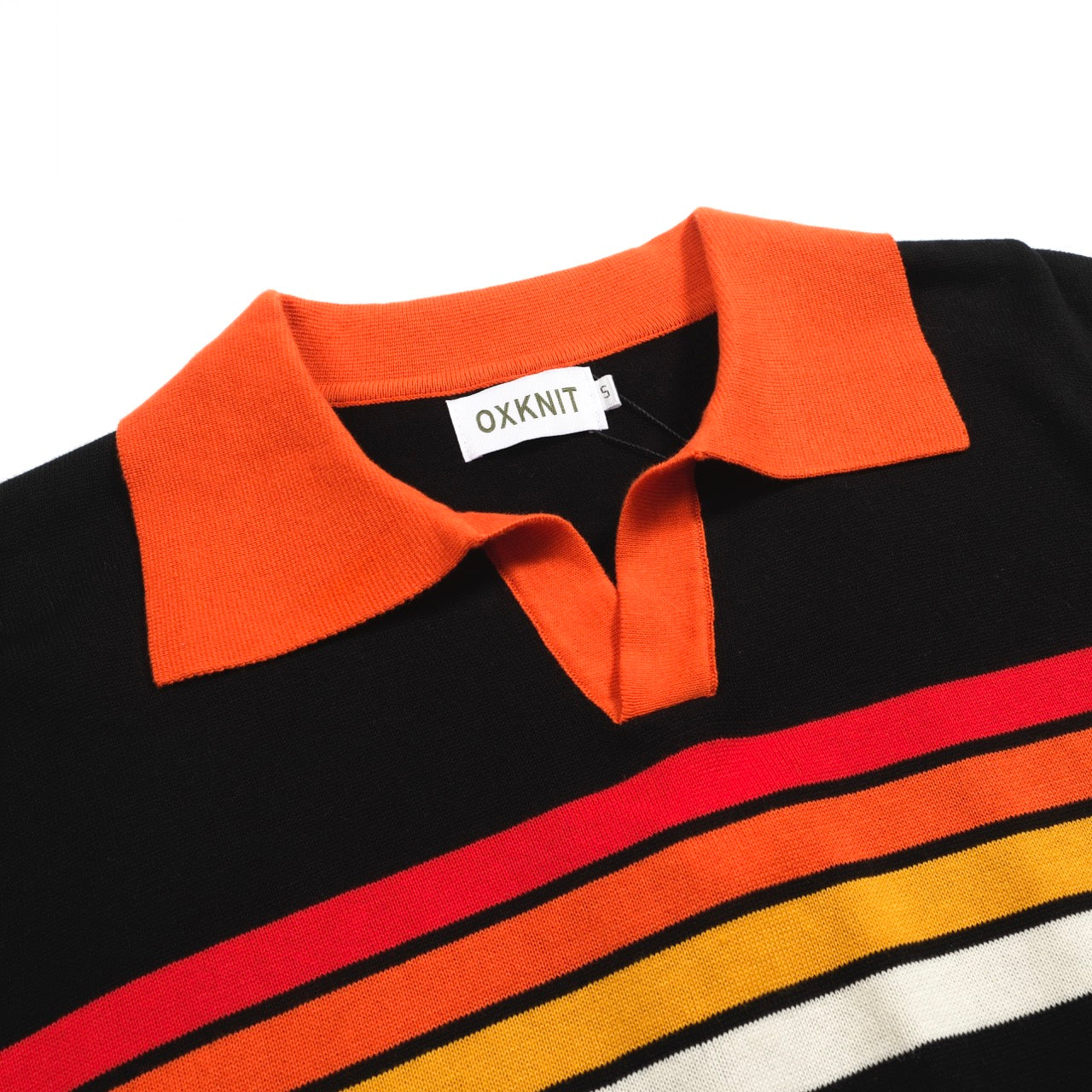 Men's Black Striped Retro Polo