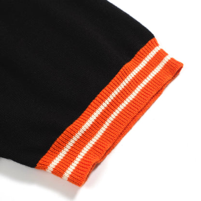Men's Black Striped Retro Polo