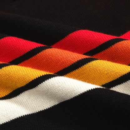 Men's Black Striped Retro Polo