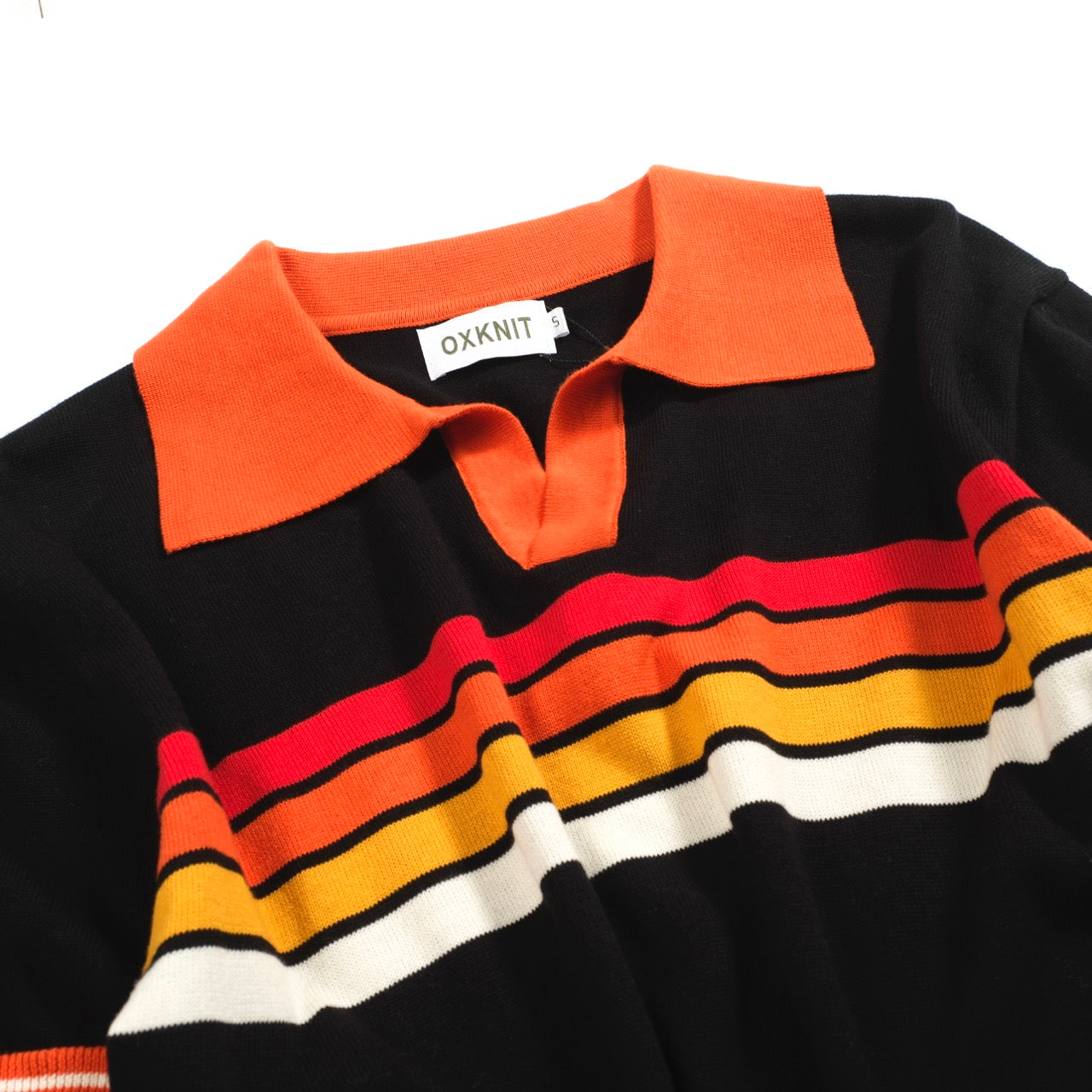 Men's Black Striped Retro Polo