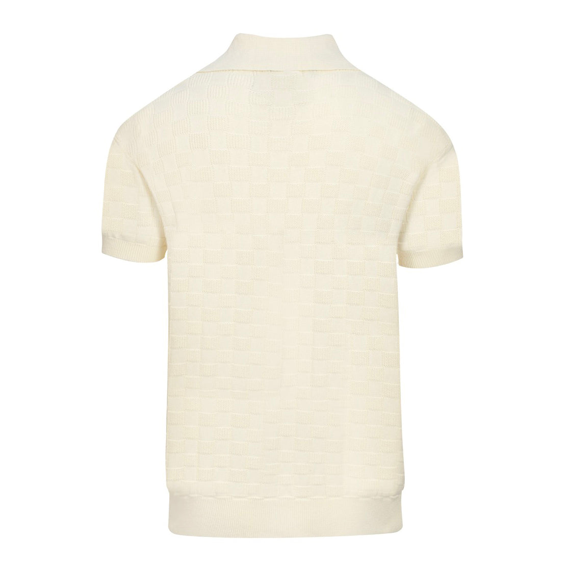 White Retro Texture Polo V for Men