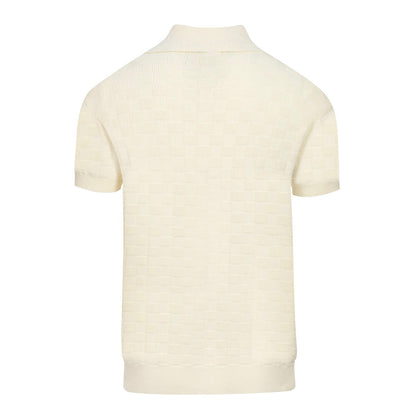 White Retro Texture Polo V for Men