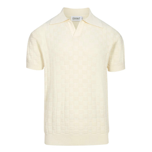 White Retro Texture Polo V for Men