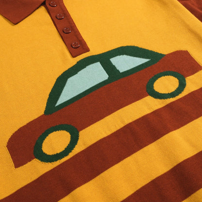 Vintage Red Jacquard Polo for Men