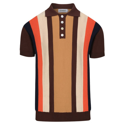 Vintage Brown Knitted Polo for Men from the 1960s