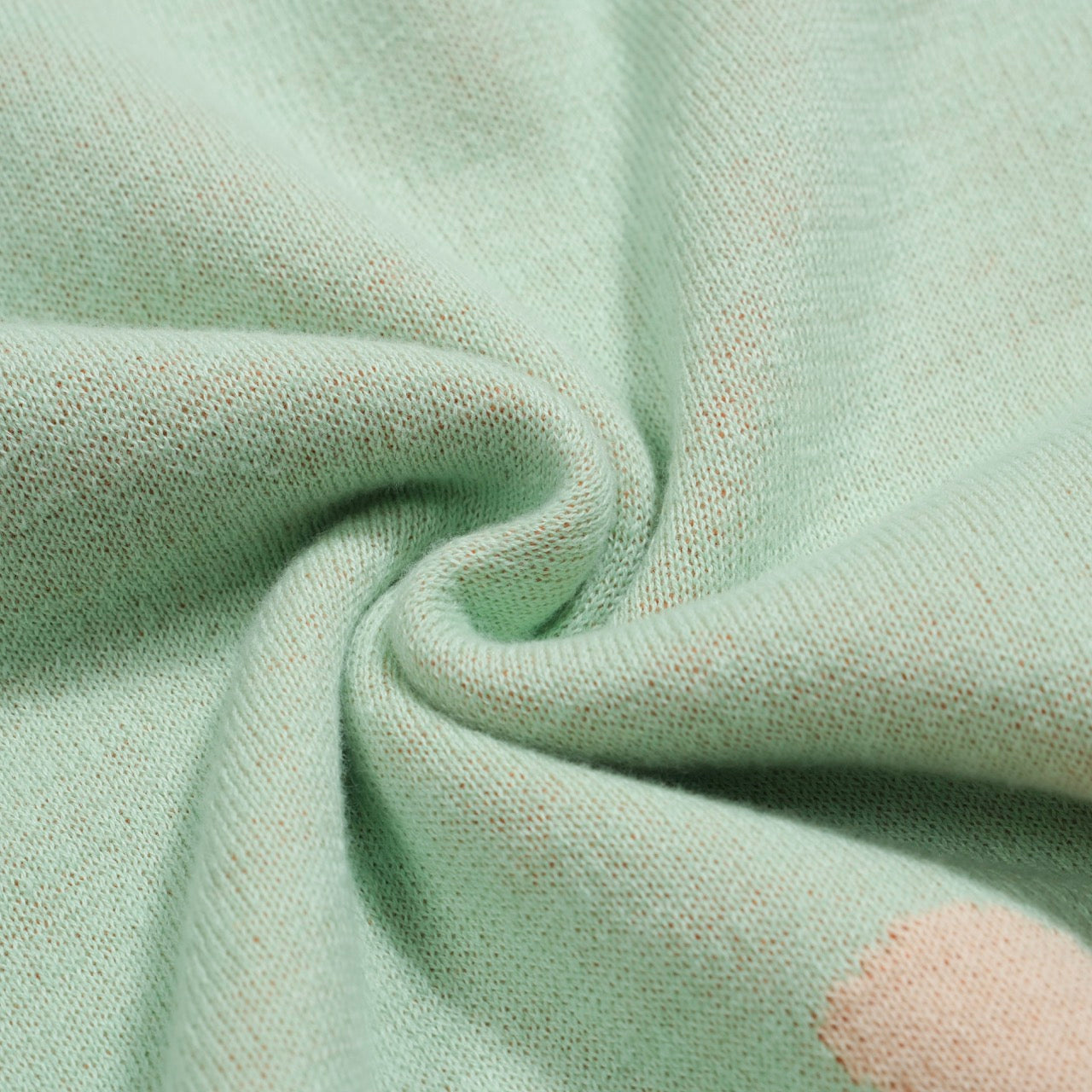 Men's Vintage Knitted V-Neck Polo, Green Flowers