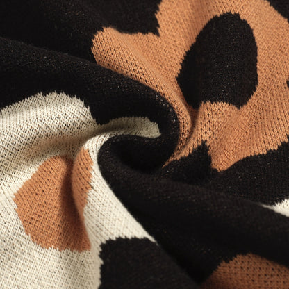 Vintage floral jacquard black cardigan for men