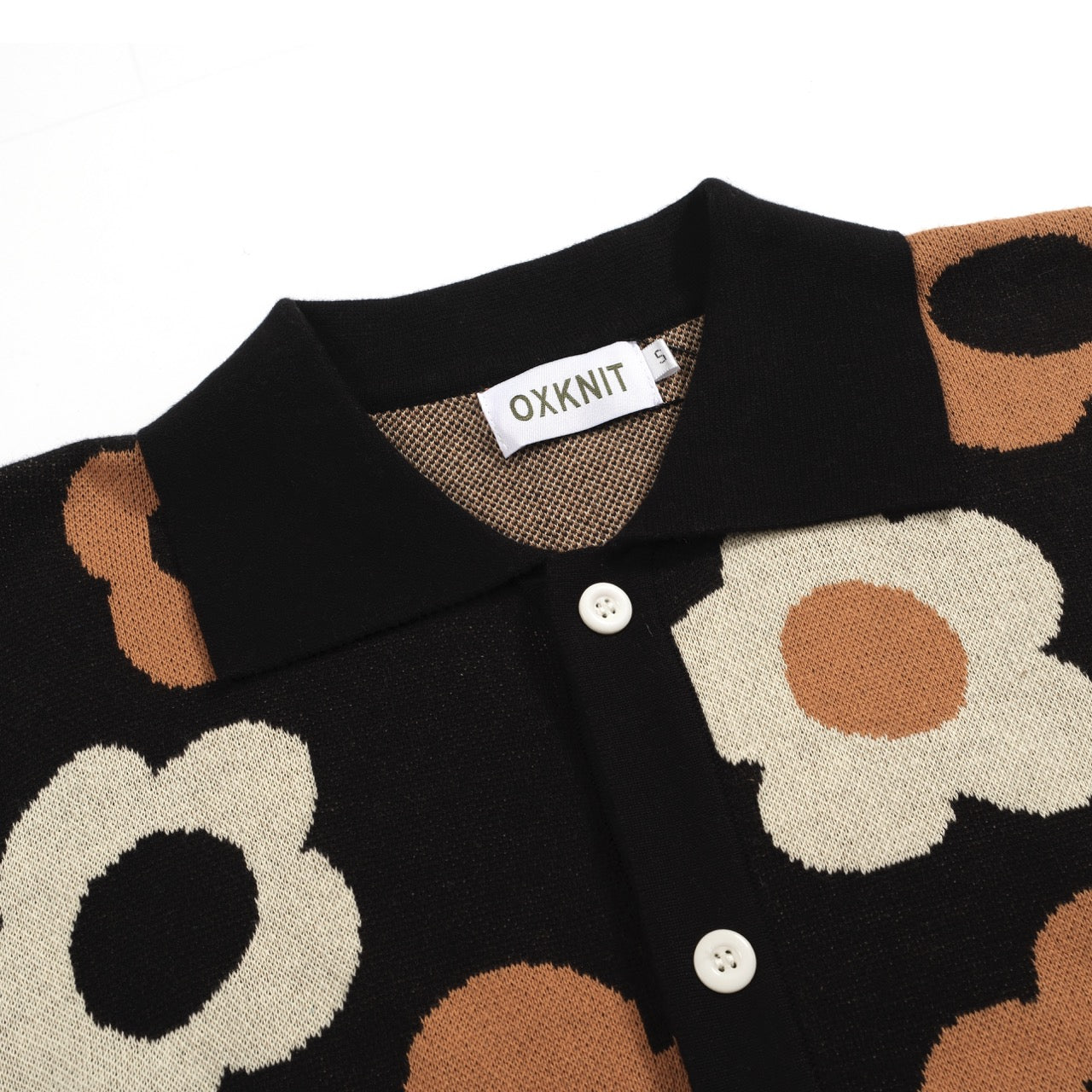 Vintage floral jacquard black cardigan for men