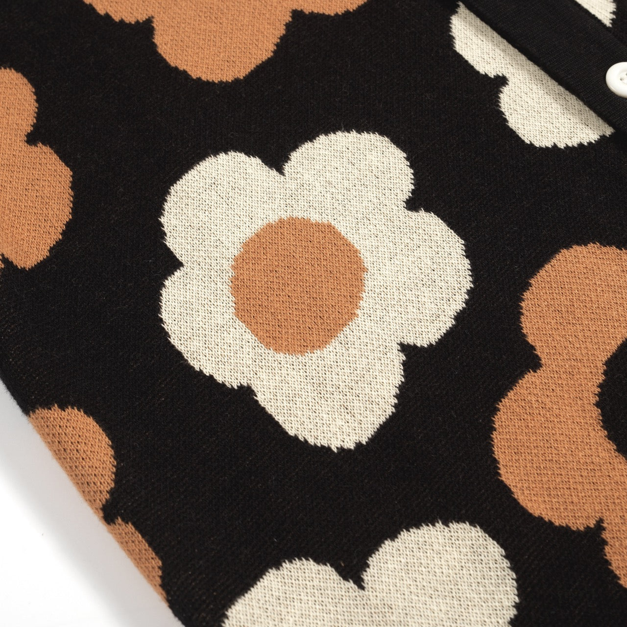 Vintage floral jacquard black cardigan for men