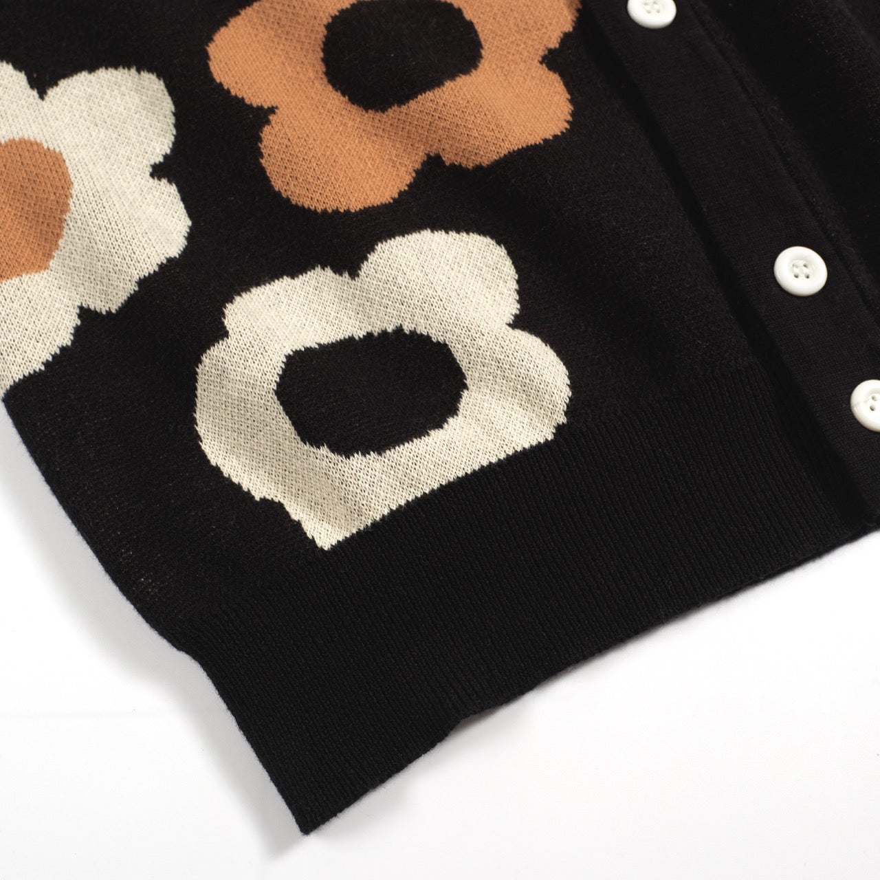 Vintage floral jacquard black cardigan for men