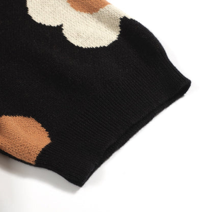 Vintage floral jacquard black cardigan for men