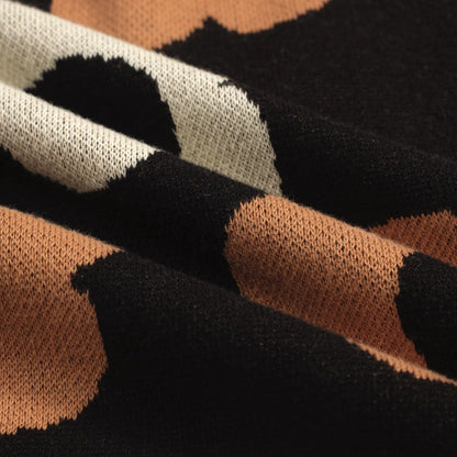 Vintage floral jacquard black cardigan for men