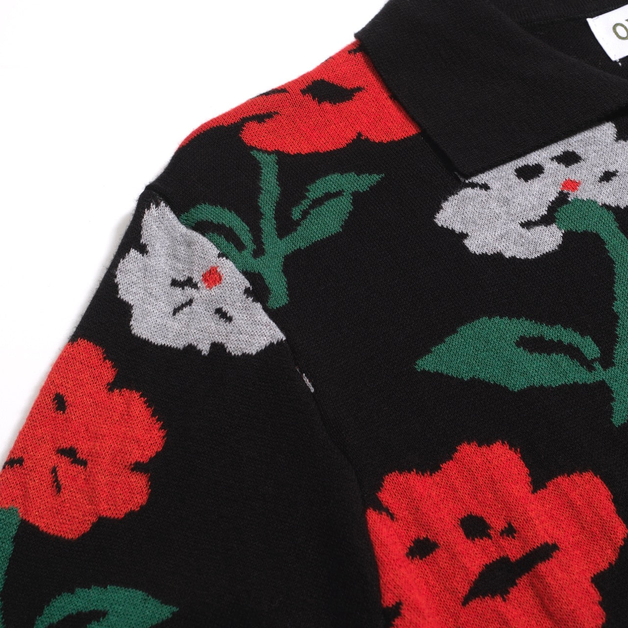 Vintage black floral cardigan for men