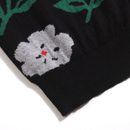 Vintage black floral cardigan for men