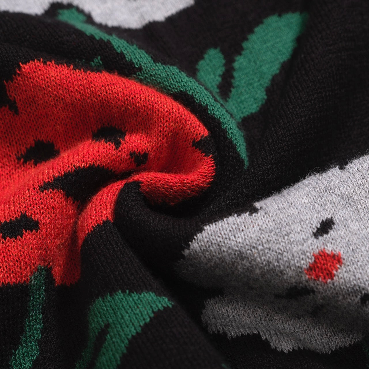 Vintage black floral cardigan for men