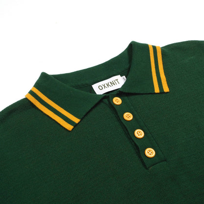 Vintage green jacquard polo for men