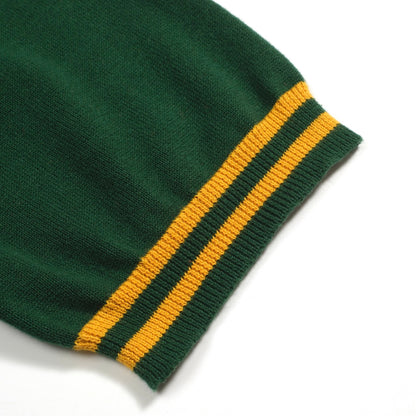 Vintage green jacquard polo for men