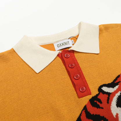 Vintage tiger jacquard polo for men