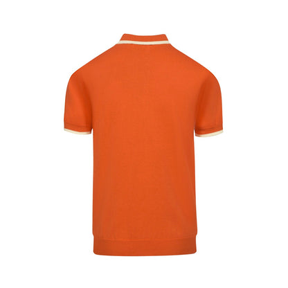 Vintage orange jacquard knitted polo for men