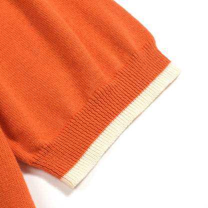 Vintage orange jacquard knitted polo for men