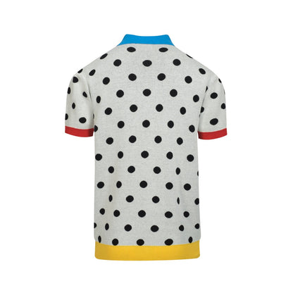 Vintage knitted cardigan with contrasting polka dots for men