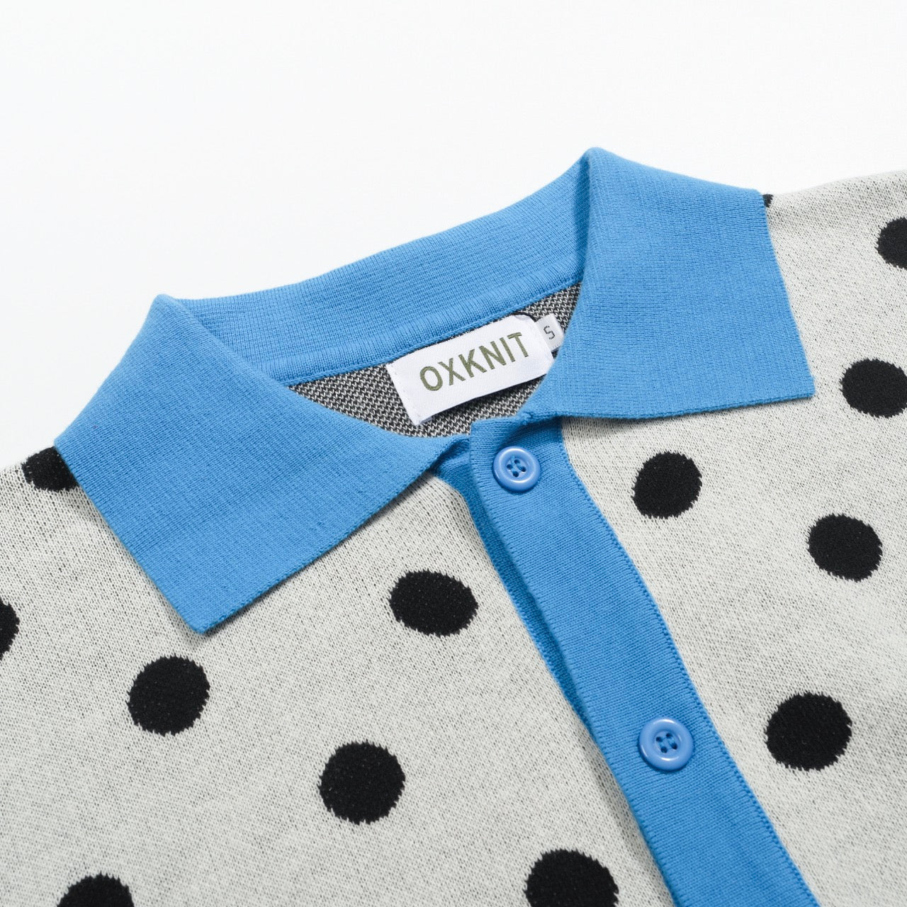 Vintage knitted cardigan with contrasting polka dots for men